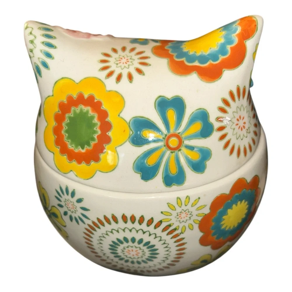 Pier 1 Imports‎ Hand Painted Owl Cookie Jar 9.5” Stoneware Retired
